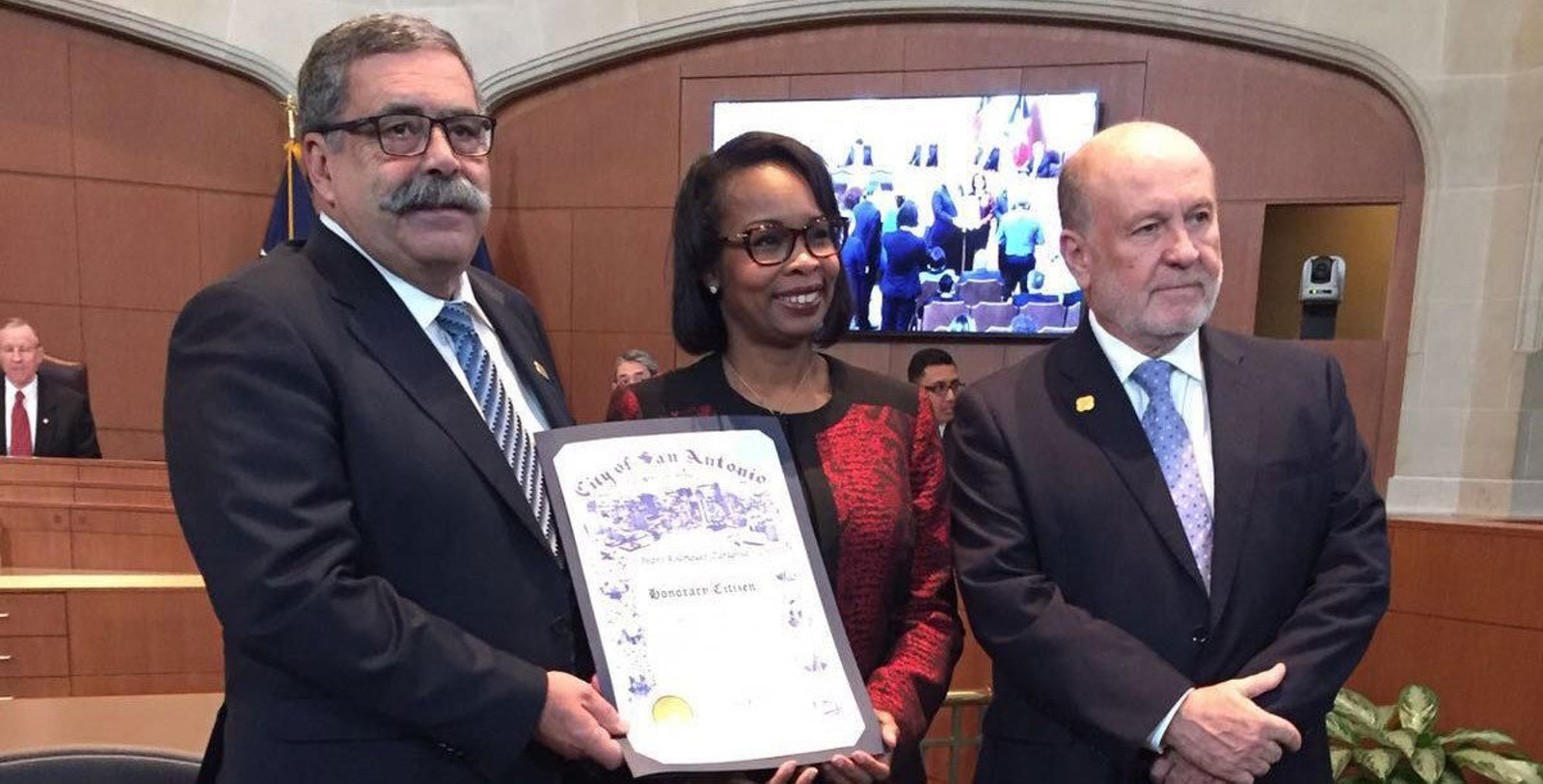 En la imagen Pedro Rodríguez Zaragoza y la alcaldesa de Texas durante la visita del viceconsejero a San Antonio
