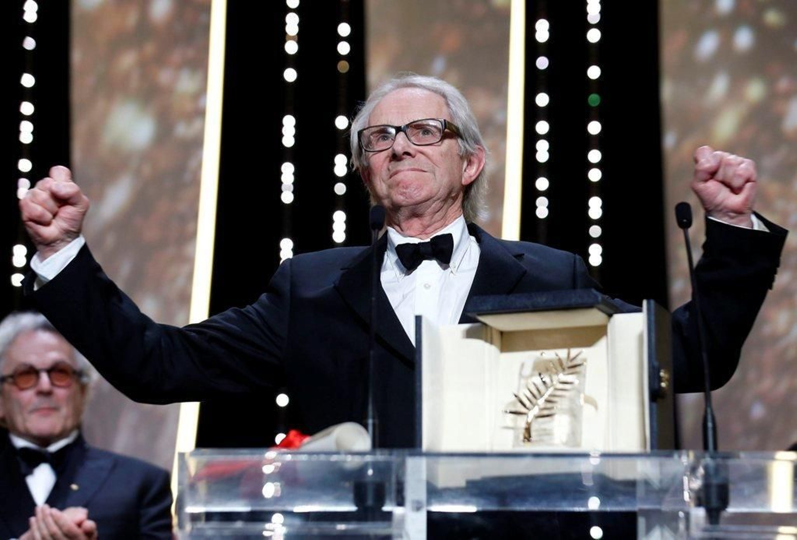 El director británico Ken Loach, después de recibir la Palma de Oro del Festival de Cannes.