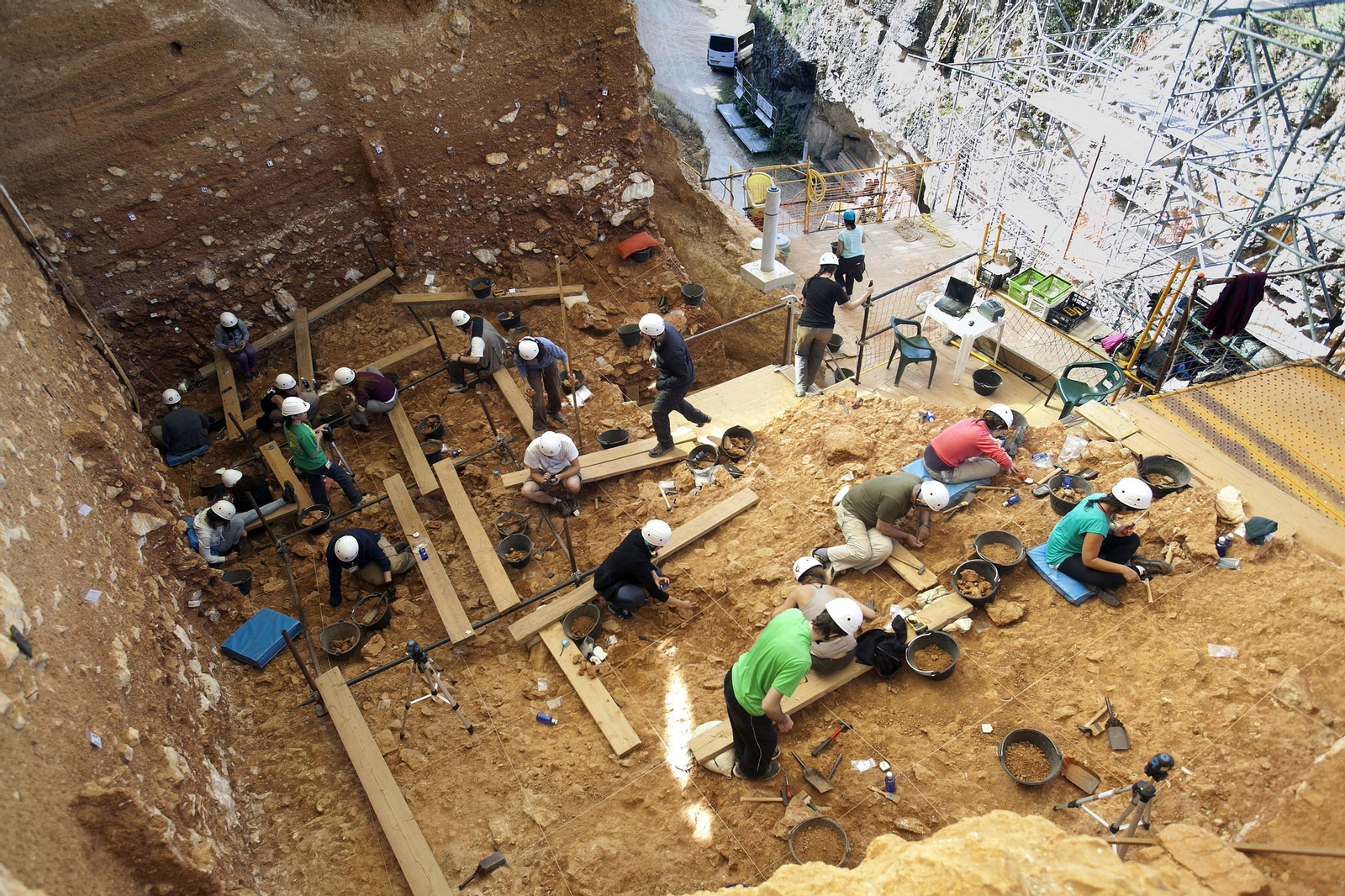 Trabajos que se llevan a cabo en Gran Dolina, en los yacimientos arqueológicos de Atapuerca.