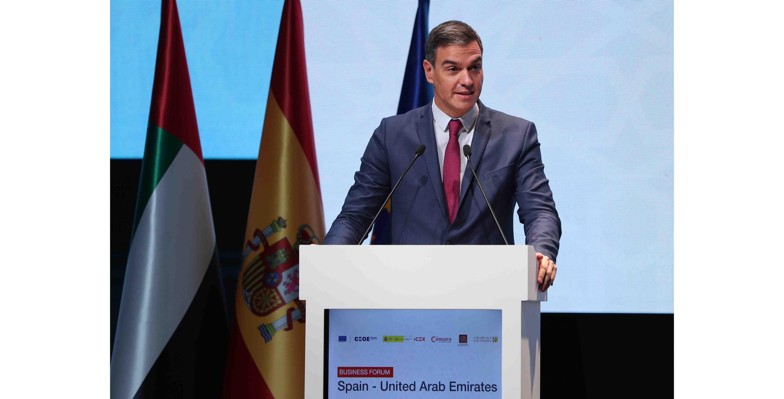 El presidente español Pedro Sánchez en Dubai. EFE/EPA/ALI HAIDER