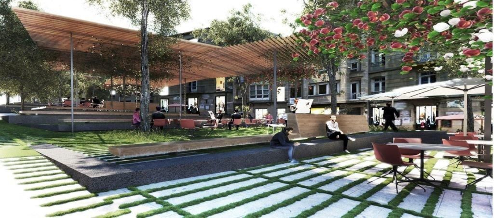 Infografía de cómo quedará la nueva plaza en la Ronda de Don Bosco cuando terminen las obras.