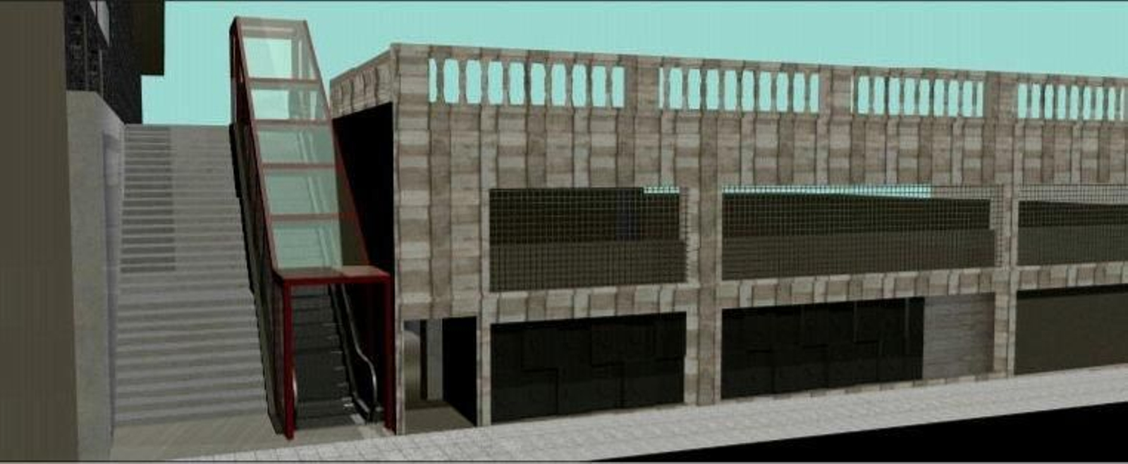 Recreación de cómo quedarán las escaleras mecánicas desde la calle Uruguay a la plaza de Portugal.