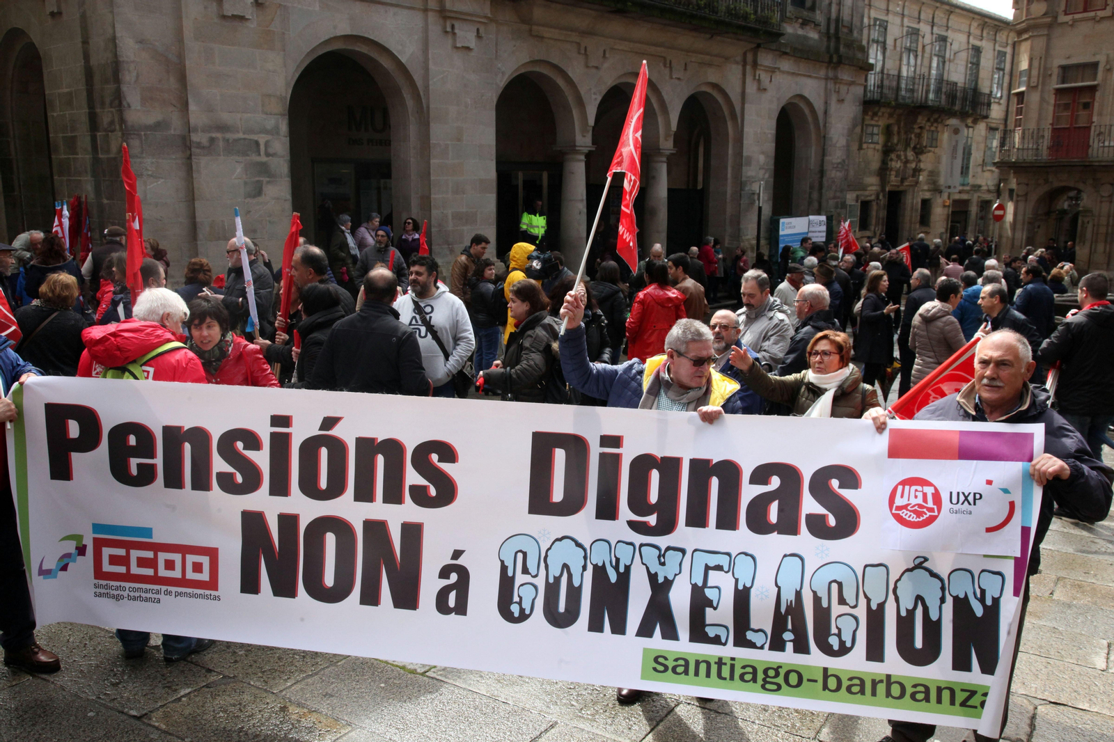 Aspecto de la manifestación que se desarrolló por las calles de Santiago de Compostela.