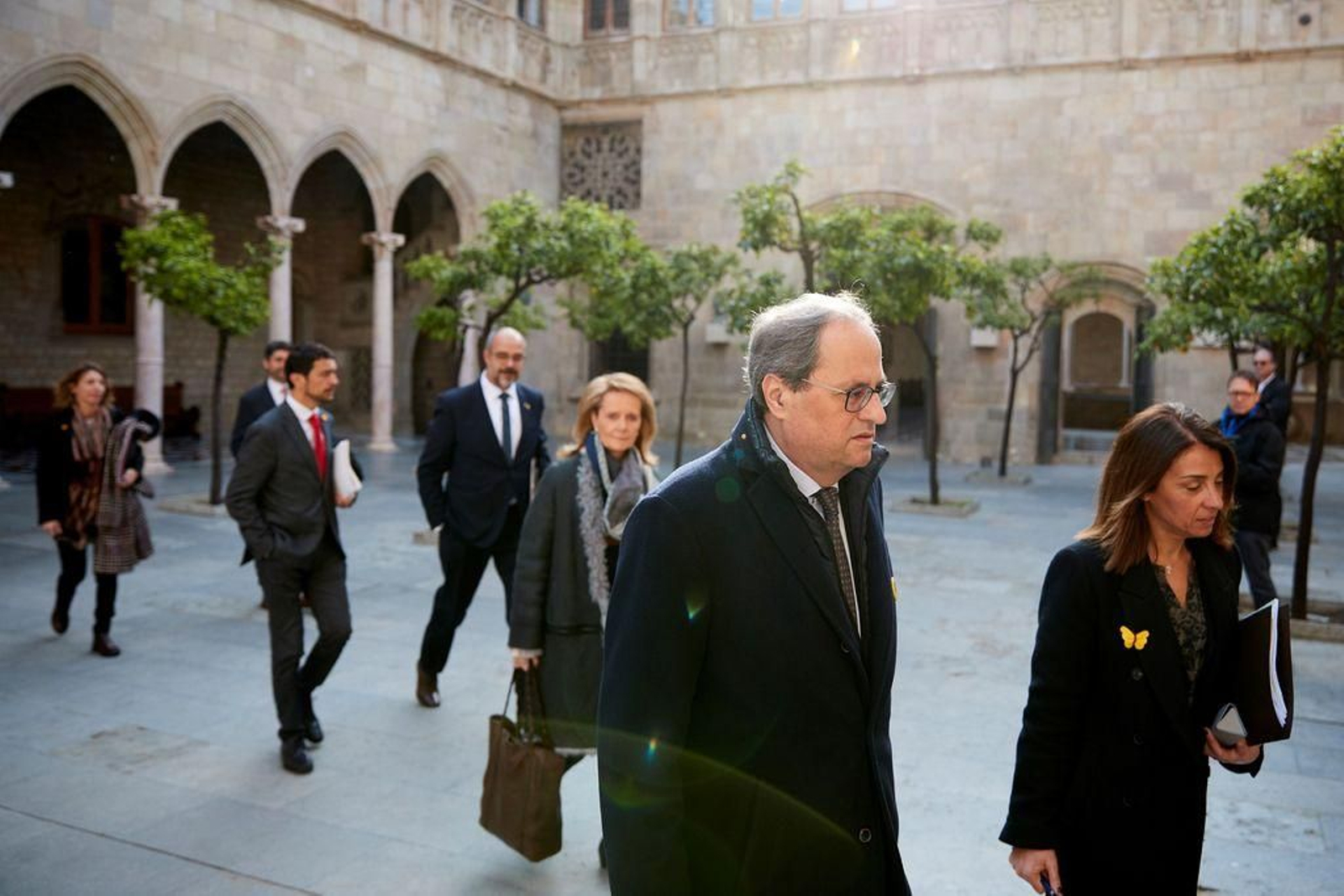Torra y Budó, en el Palau de la Generalitat, antes de la reunión del Consell.
