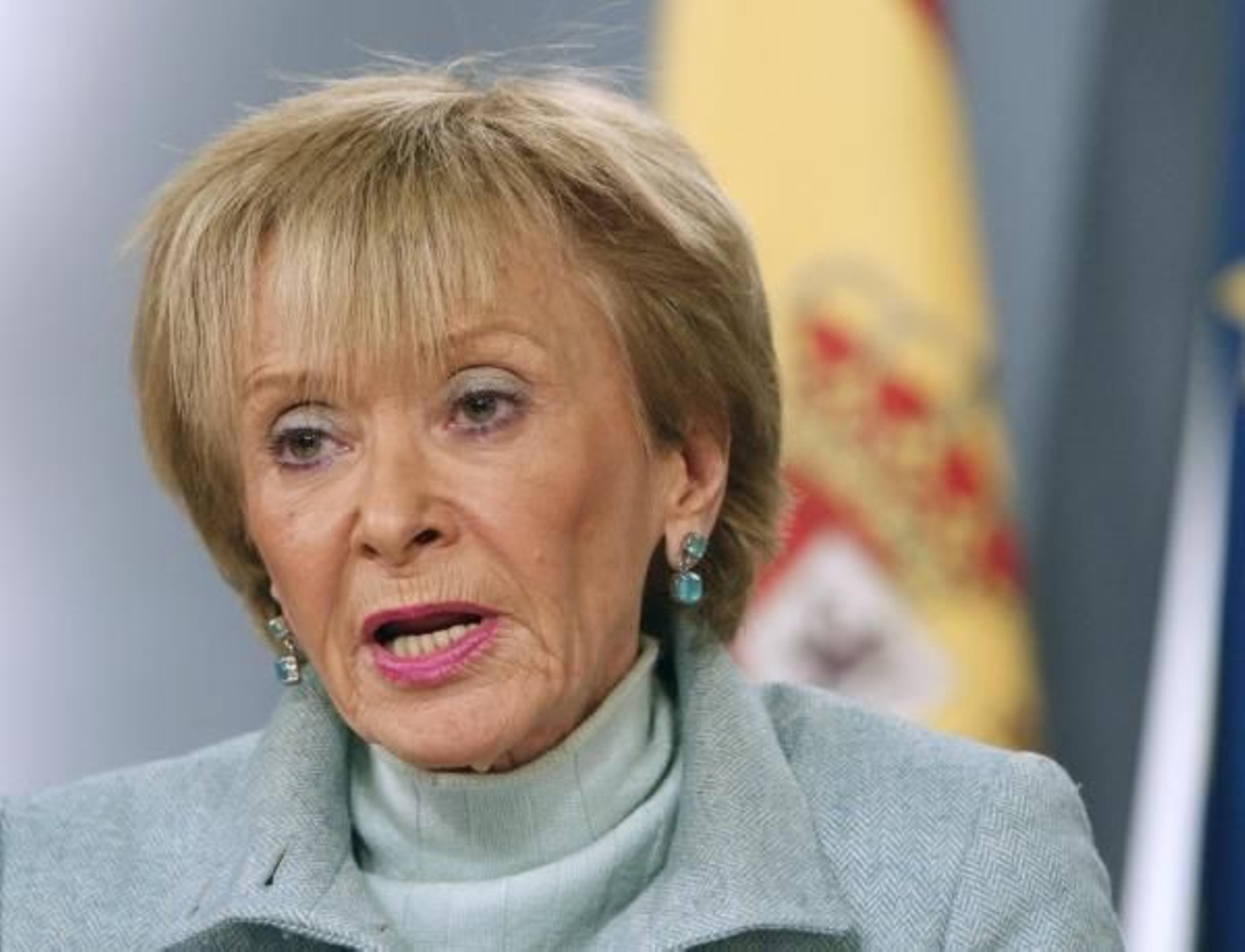 María Teresa Fernández de la Vega durante la comparecencia. (Foto: Eduardo Abad)