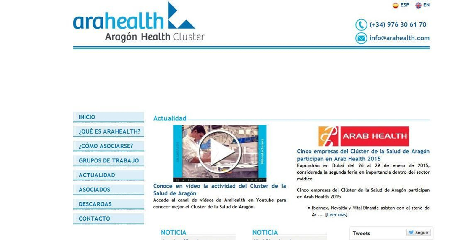 Inicio de la página web de Arahealth.