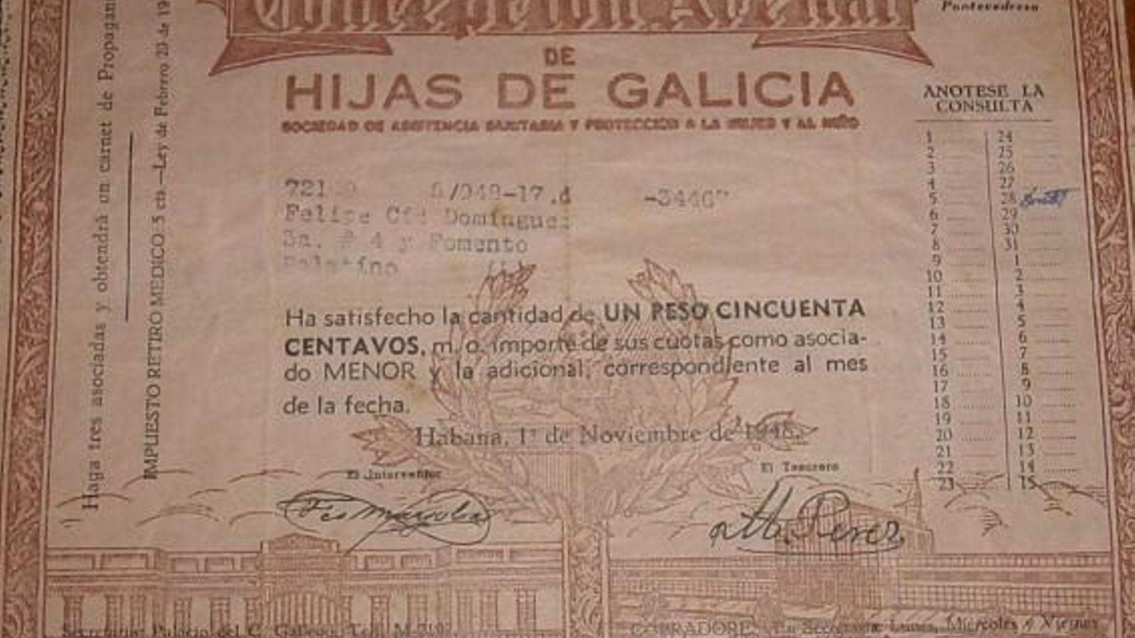 Mi recibo de Hijas de Galicia