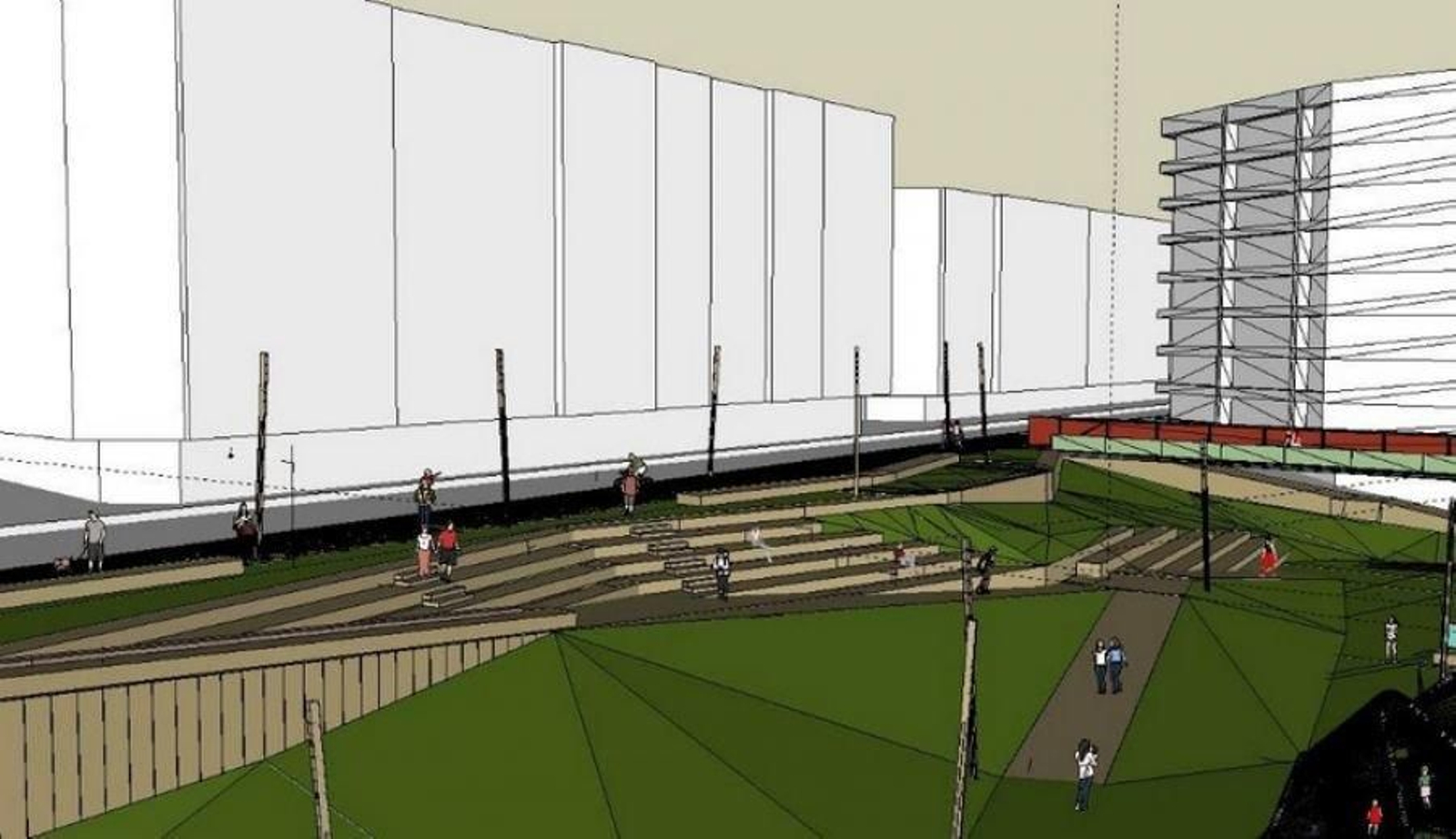 Así quedará el parque: la zona verde llegará a la altura de Pi Margall.