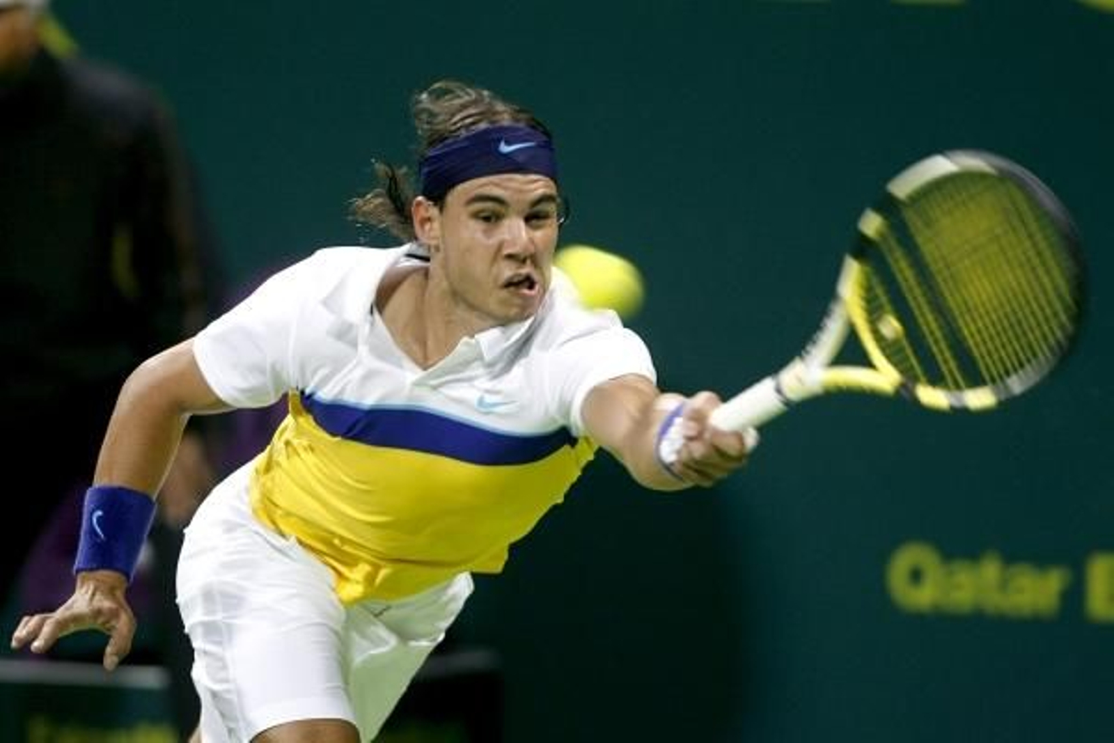 Rafa Nadal, durante el partido. (Foto: Osama Faisal)