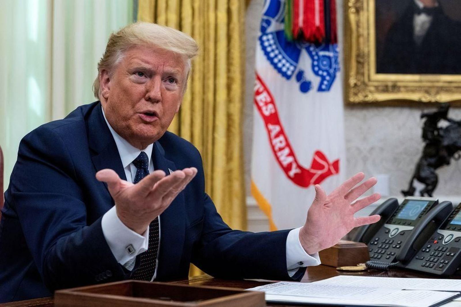 El presidente de los Estados Unidos, Donald Trump, ante los medios.