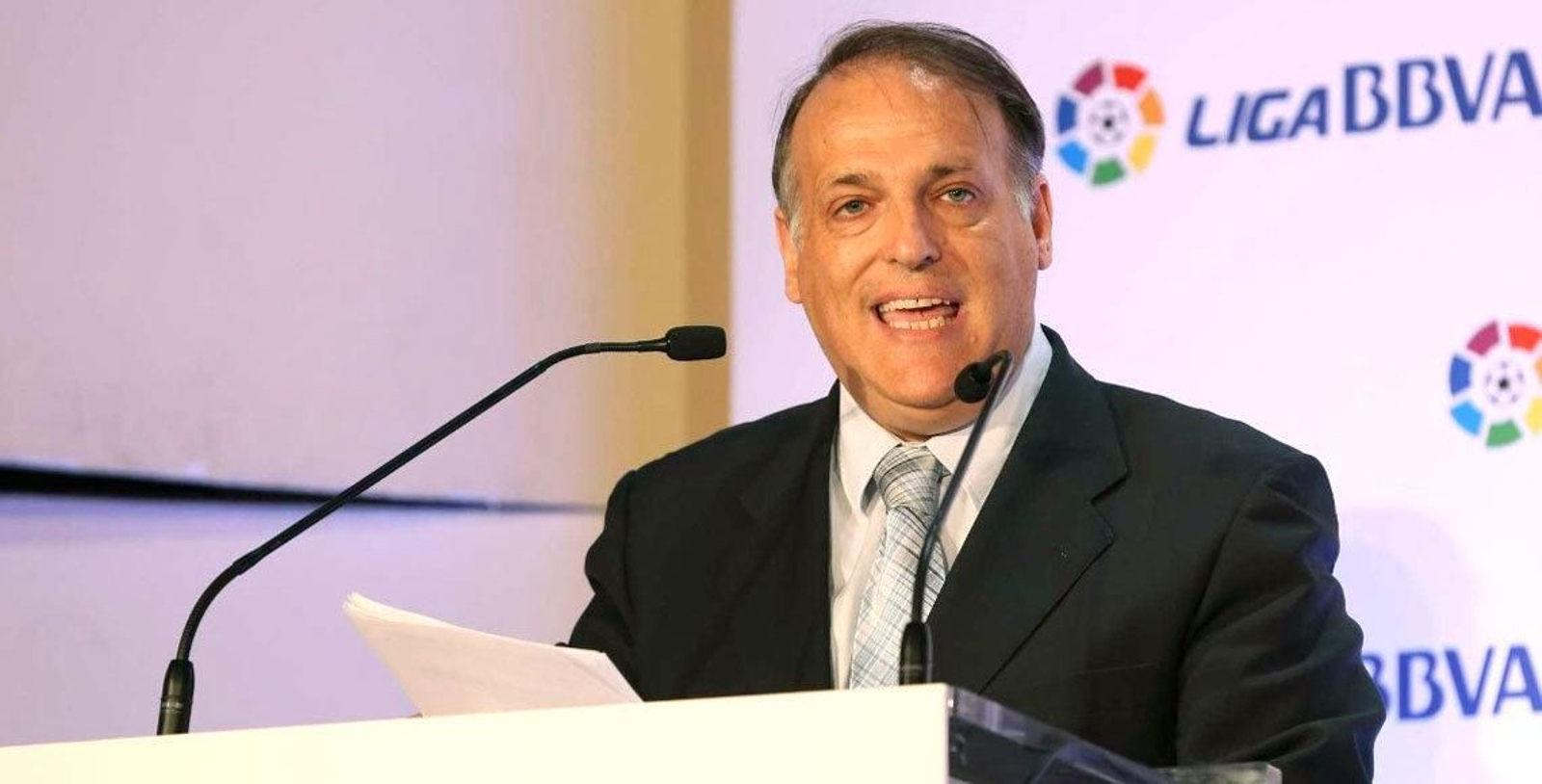 El presidente de la Liga de Fútbol Profesional, Javier Tebas.