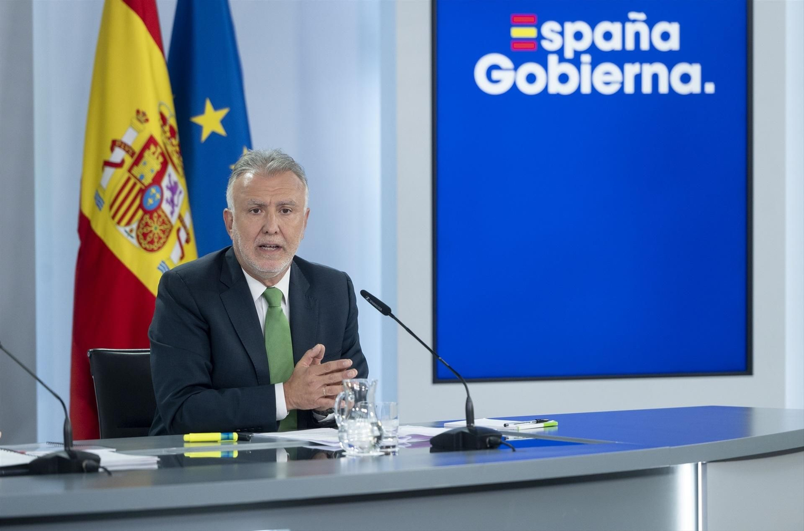 El ministro Ángel Victor Torres, durante la rueda de prensa posterior al Consejo de Gobierno.
