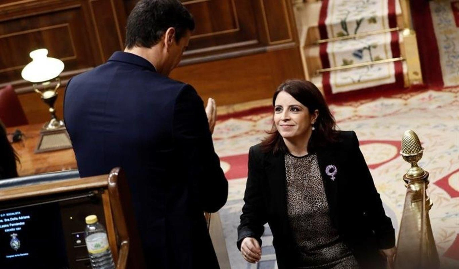 Pedro Sánchez y Adriana Lastra, en el Congreso