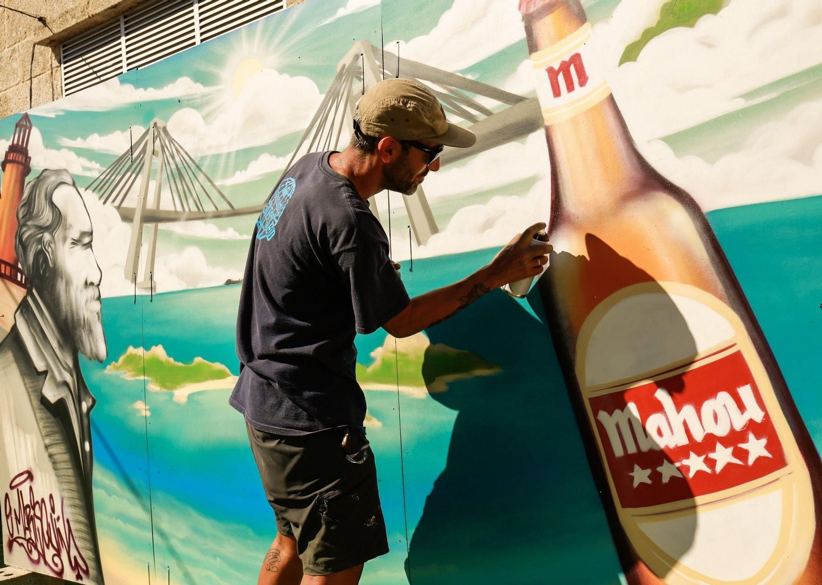 Exhibición de graffiti ayer con Antony Doce.