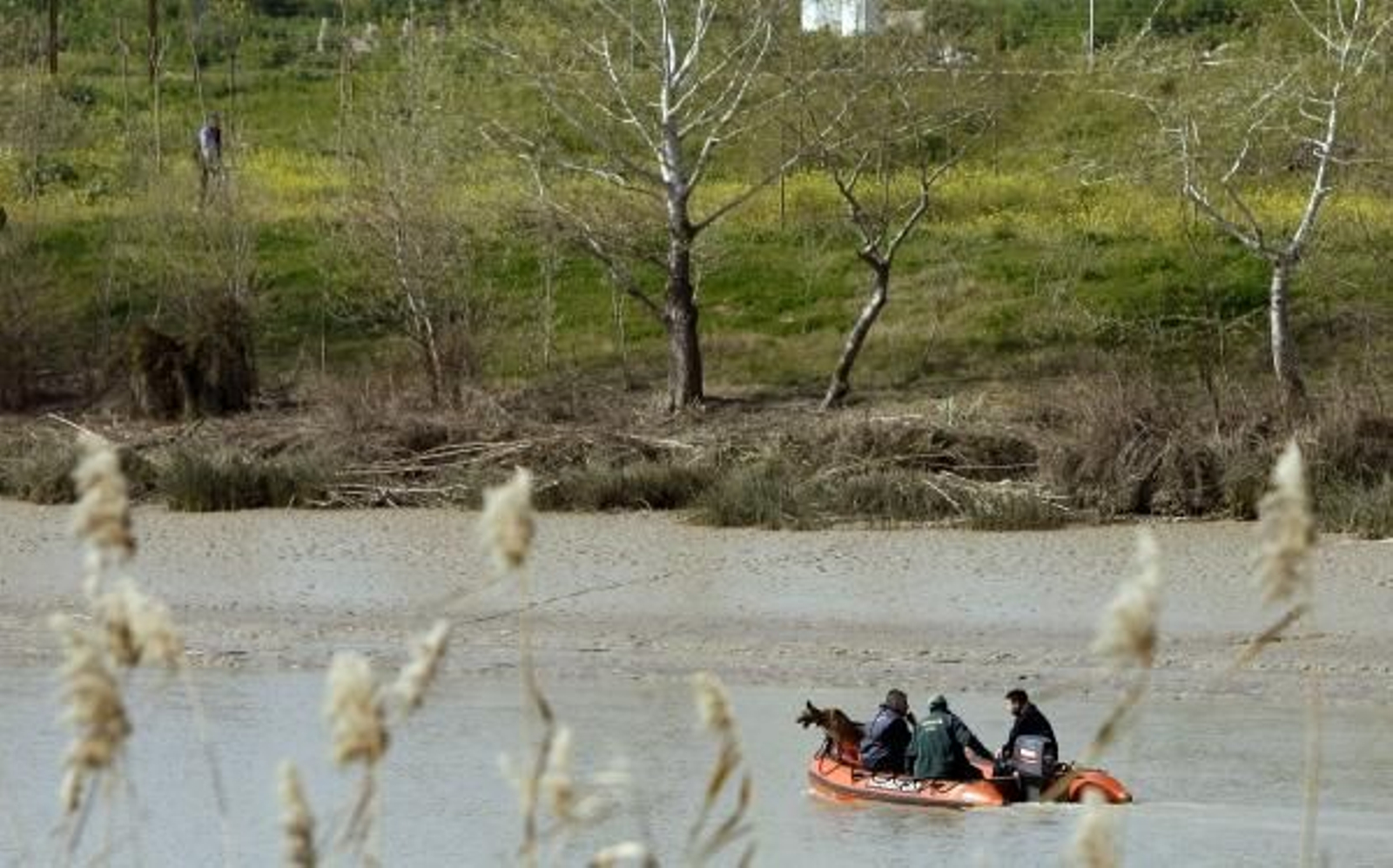 Agentes de la Policía rastrean el Guadalquivir. (Foto: Julio Muñoz)