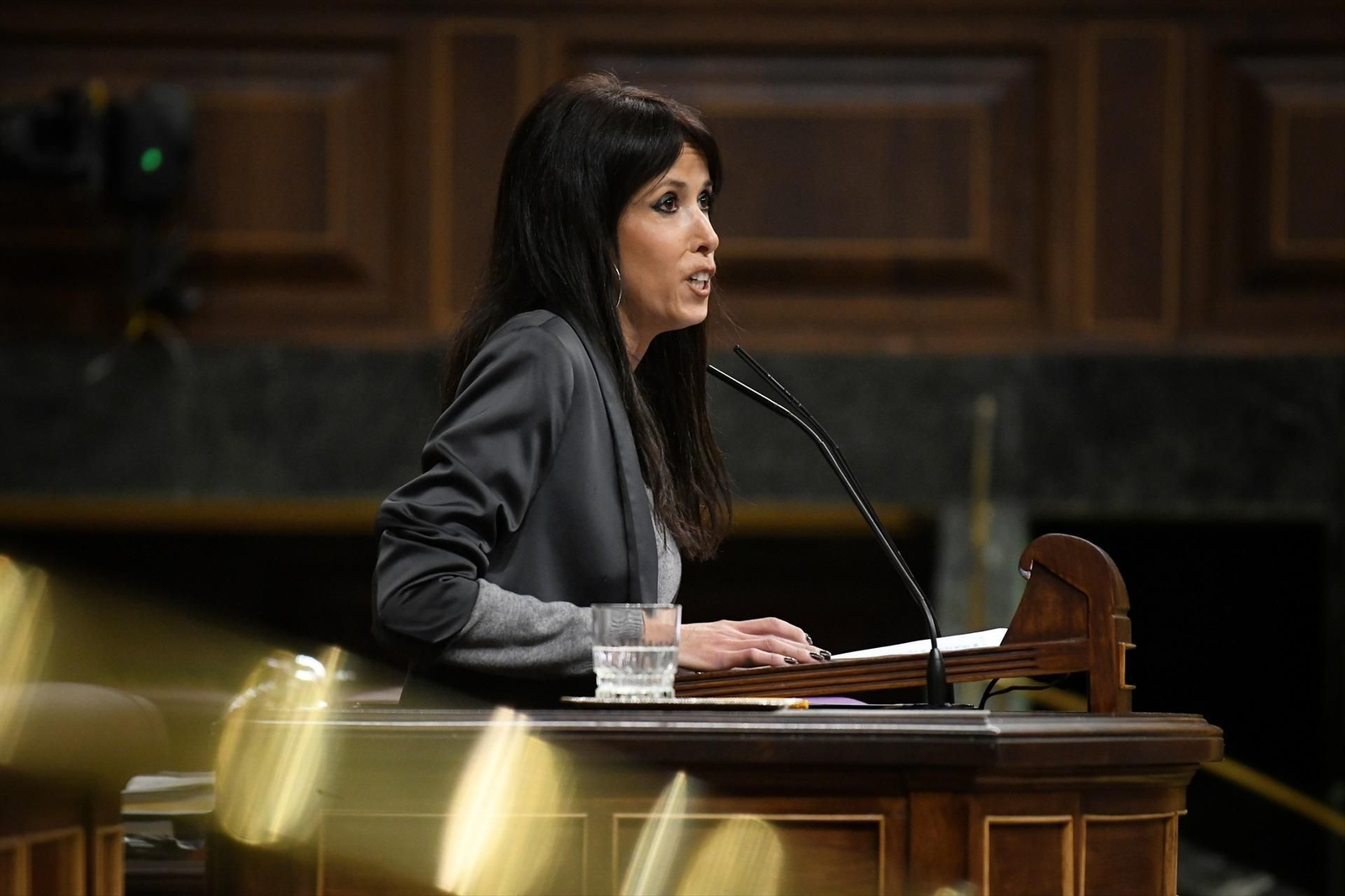 La diputada de Podemos, Martina Velarde, durante una intervención en el Congreso de los Diputados.