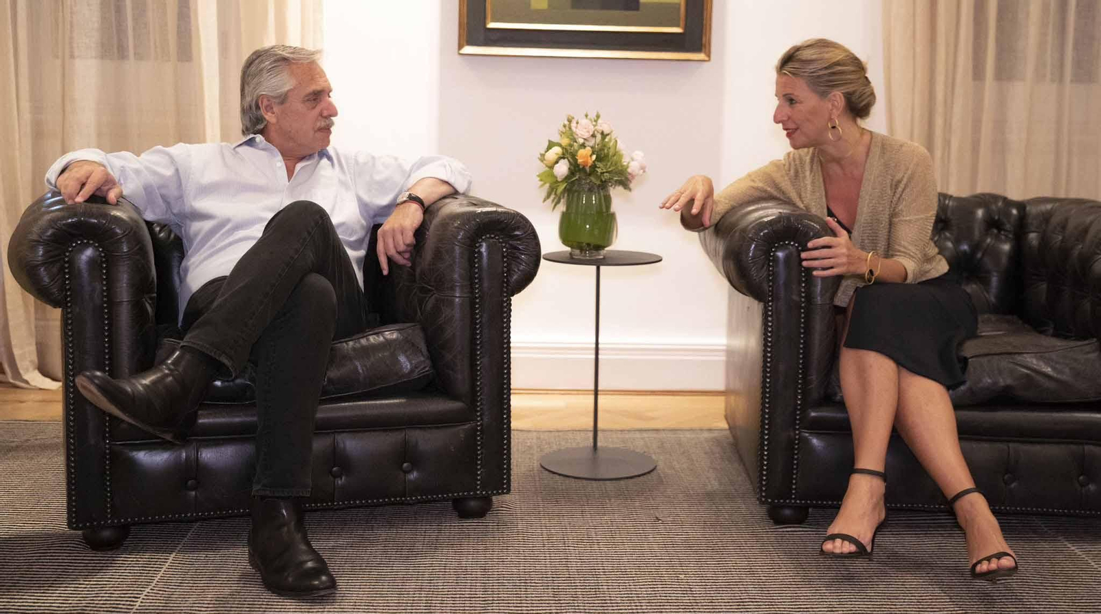 Yolanda Díaz con el presidente de Argentina