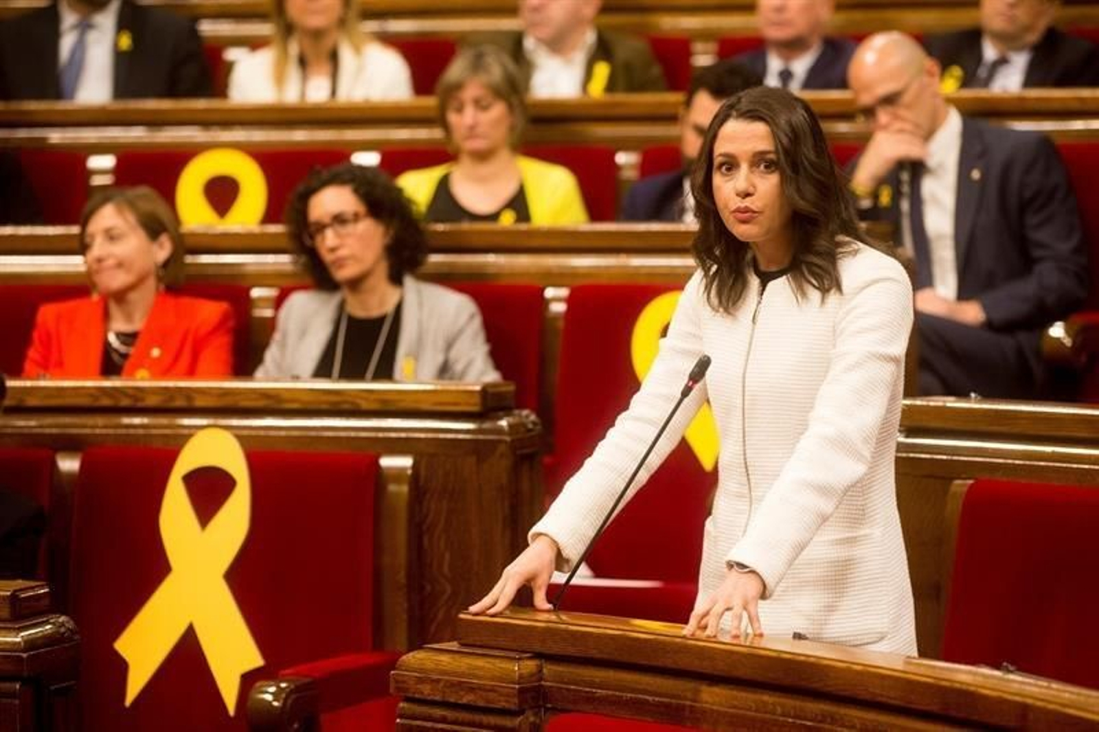 Inés Arrimadas, durante su intervención en el Parlament.