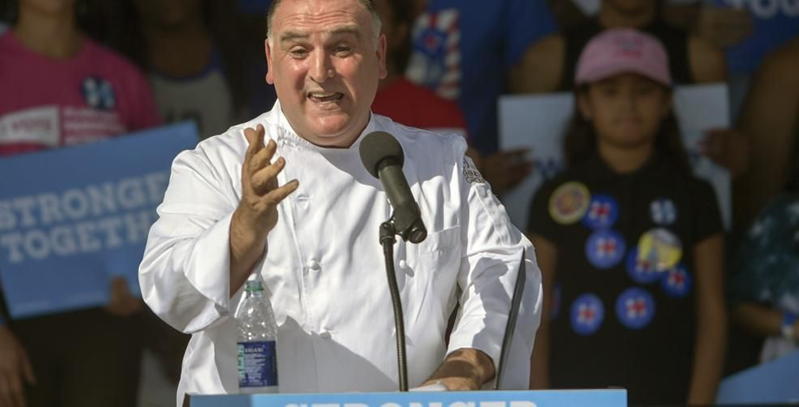 El cocinero asturiano José Andrés, durante de apoyo que pronunció en Florida en apoyo a Hillary Clinton
