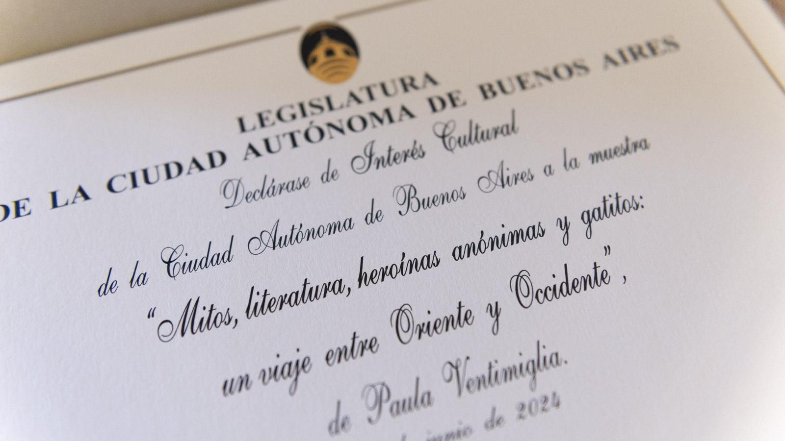 Declaración de Interés Cultural de "Mitos, literatura, heroínas anónimas y gatitos" de Paula Ventimiglia