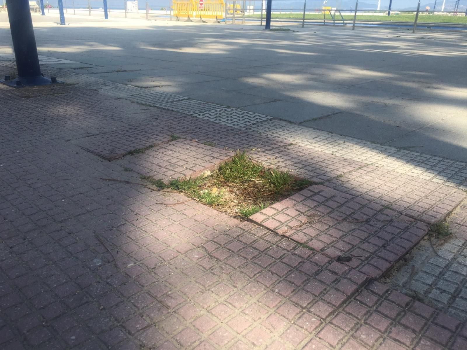 Baldosas levantadas.